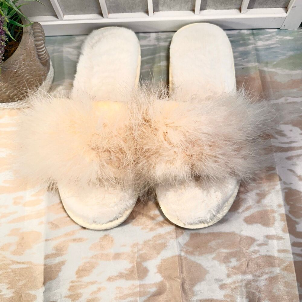 Fur Story Women's Furry Slippers Open Toe Fuzzy Slippers